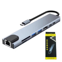 USB-C Hub 8 в 1 універсальний концентратор з 4K HDMI, Gigabit Ethernet та Power Delivery 87 Вт для ноутбуків, планшетів і смартфонів