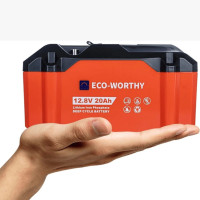 LiFePO4 акумулятор ECO-WORTHY 12V 20Ah  256Wh компактна батарея з ресурсом 4000 циклів