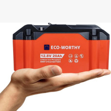 LiFePO4 акумулятор ECO-WORTHY 12V 20Ah  256Wh компактна батарея з ресурсом 4000 циклів