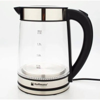 Скляний електрочайник Hoffmans HM-2515  2,2 л, 1800 Вт, термостійке скло, LED-підсвітка, прихований нагрівальний елемент, автоматичне вимкнення