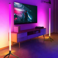 Підлоговий торшер LED RGB кутовий із пультом і світломузикою  сучасна лампа з пластику для дому та вечірок