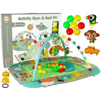 Ігровий килимок для малюка LEAN Toys 5-в-1 із кульками зелений та рожевий
