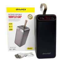Повербанк AWEI P101K 100000 mAh з цифровим LED-індикатором  портативне джерело живлення
