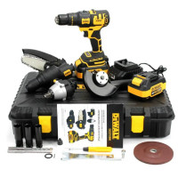 Багатофункціональний акумуляторний інструмент DeWalt DCD709M 36V 6Ah 5 в 1 професійний набір шуруповерт пила перфоратор гайковерт та УШМ жовтий