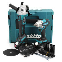 Професійний набір інструментів 2 в 1 гайковерт Makita DTW301, кутова шліфмашина DGA506 36V, 5Ah комплект для монтажу та обробки матеріалів