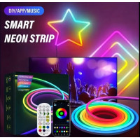 Розумна гнучка LED Neon RGB  неонова лента-шланг 2 м з USB, управління кольорами та режимами через Bluetooth-додаток і пульт