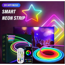 Розумна гнучка LED Neon RGB  неонова лента-шланг 2 м з USB, управління кольорами та режимами через Bluetooth-додаток і пульт