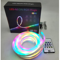 Розумна гнучка неонова стрічка LED RGB 10 м з USB живленням, Bluetooth керуванням, пультом і музичними режимами  неоновий шланг з додатком для смартфона