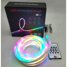Розумна гнучка неонова стрічка LED RGB 10 м з USB живленням, Bluetooth керуванням, пультом і музичними режимами  неоновий шланг з додатком для смартфона
