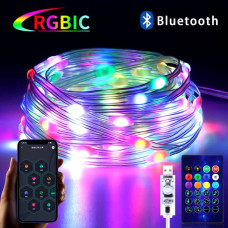 Світлодіодна RGB стрічка 3939 USB 10 м, 100 LED, з керуванням через додаток TOPA і пульт, 47 режимів світіння, водозахист IP65
