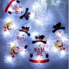 Світлодіодна гірлянда-штора XMAS  3D фігурки сніговики та сніжинки  3х0,7 м, 95 LED,  святкове декоративне освітлення