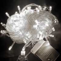 Світлодіодна гірлянда ROSSA 10 м, 100 LED, біле світло, з вилкою, для дому та вулиці, святкове декоративне освітлення