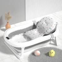 Складана дитяча ванна StarBaby Grey із подушкою та термометром  безпечне та комфортне купання для немовлят